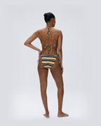 Tie Side Stripe Bikini Bottom - Coffee Bean