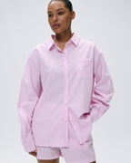 Cotton Stripe Oversized Shirt - Pink
