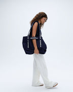 Branded Strap Tote Bag - Navy Blue