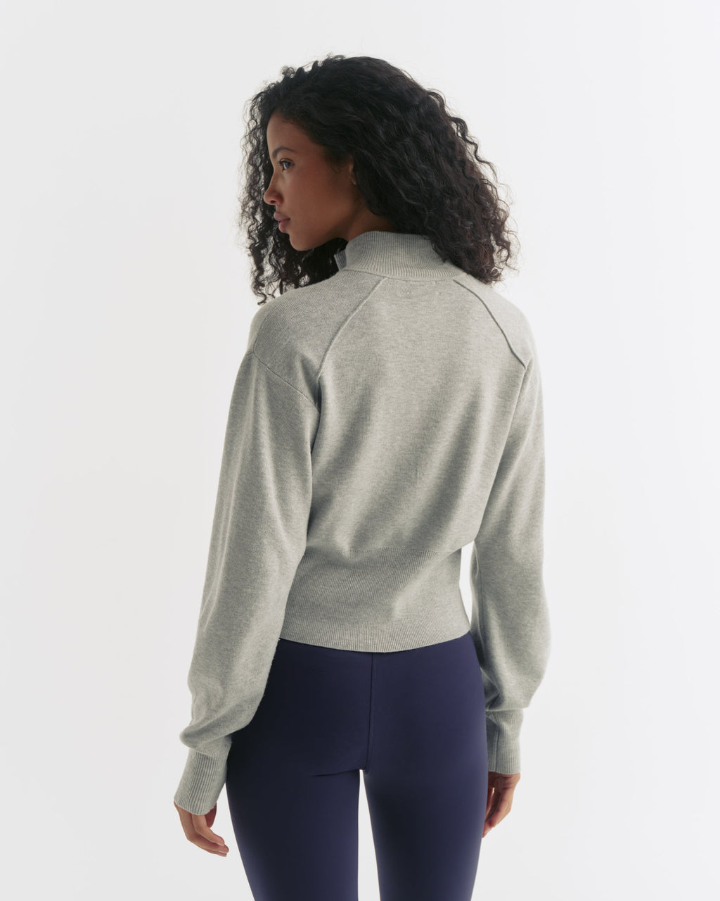 Knit Funnel Neck Sweatshirt - Grey Melange