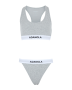 Branded Ribbed Racer Bra - Grey Melange